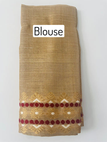 Assam Pure Muga Silk Saree | Natural Beige | No Zari | Handwoven | Silk Mark Certified | GI Tag | Handloom Mark | Ships from California